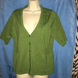Womyn medium green cardigan sweater 💕